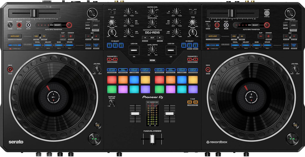 Pioneer DDJ-REV5 4-Deck DJ Controller with Decksaver DS-PC-DDJREV5 Polycarbonate Cover