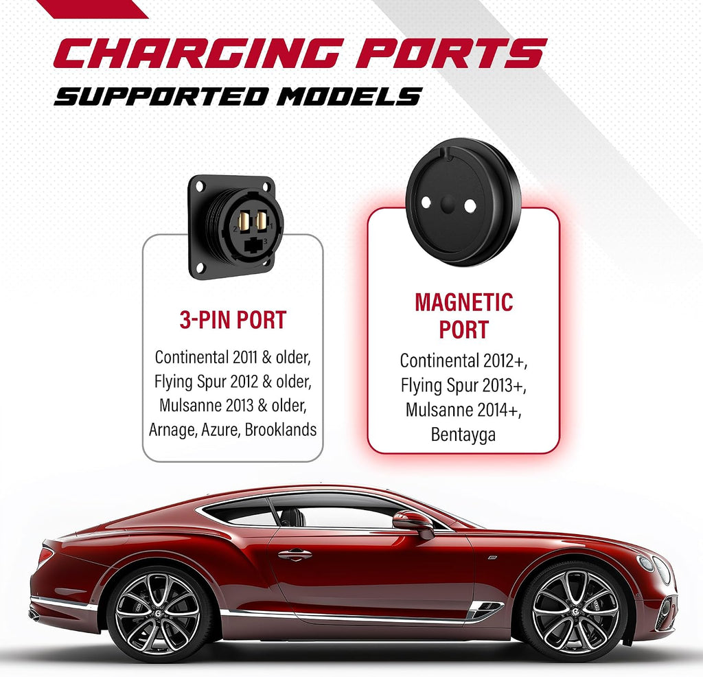JMR Battery Charger for Bentley Continental GT Bentayga Flying Spur Mulsanne Trickle Charger Conditioner Maintainer (Magnetic Port, Add Lithium Mode)