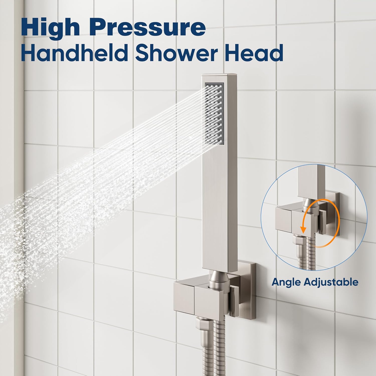 ESNBIA Ceiling Shower System, All Metal Shower Faucet set with Pressure Balance Valve,10 Inches Rain Shower Head with Handheld Spray Combo, Brushed Nickel