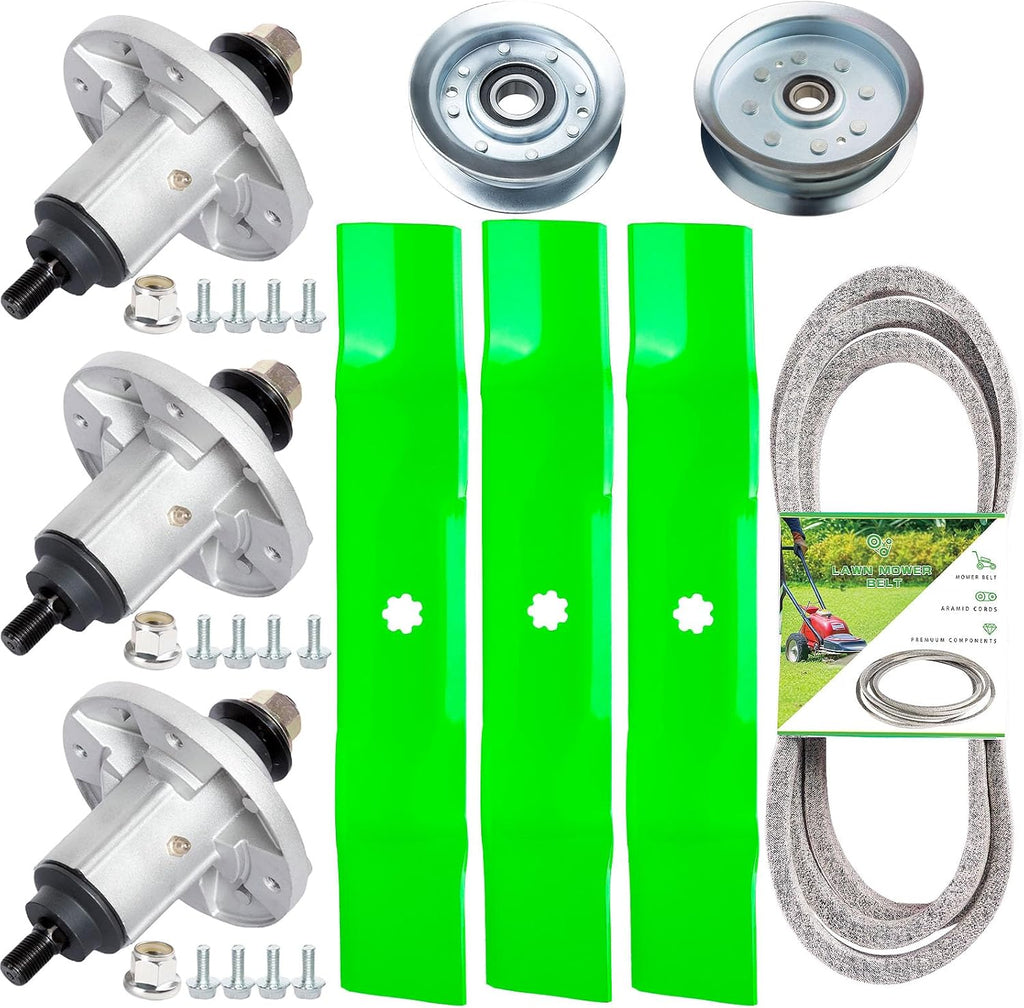 48 Inch Mower Deck Rebuild Kit Fits for John De ere E160 E140 E150 E170 X165 E100 3 Spindles GY20454 GY21098 3 Blades GY208522 2 Idler GY20067 GY22082 1 Belt GX20571