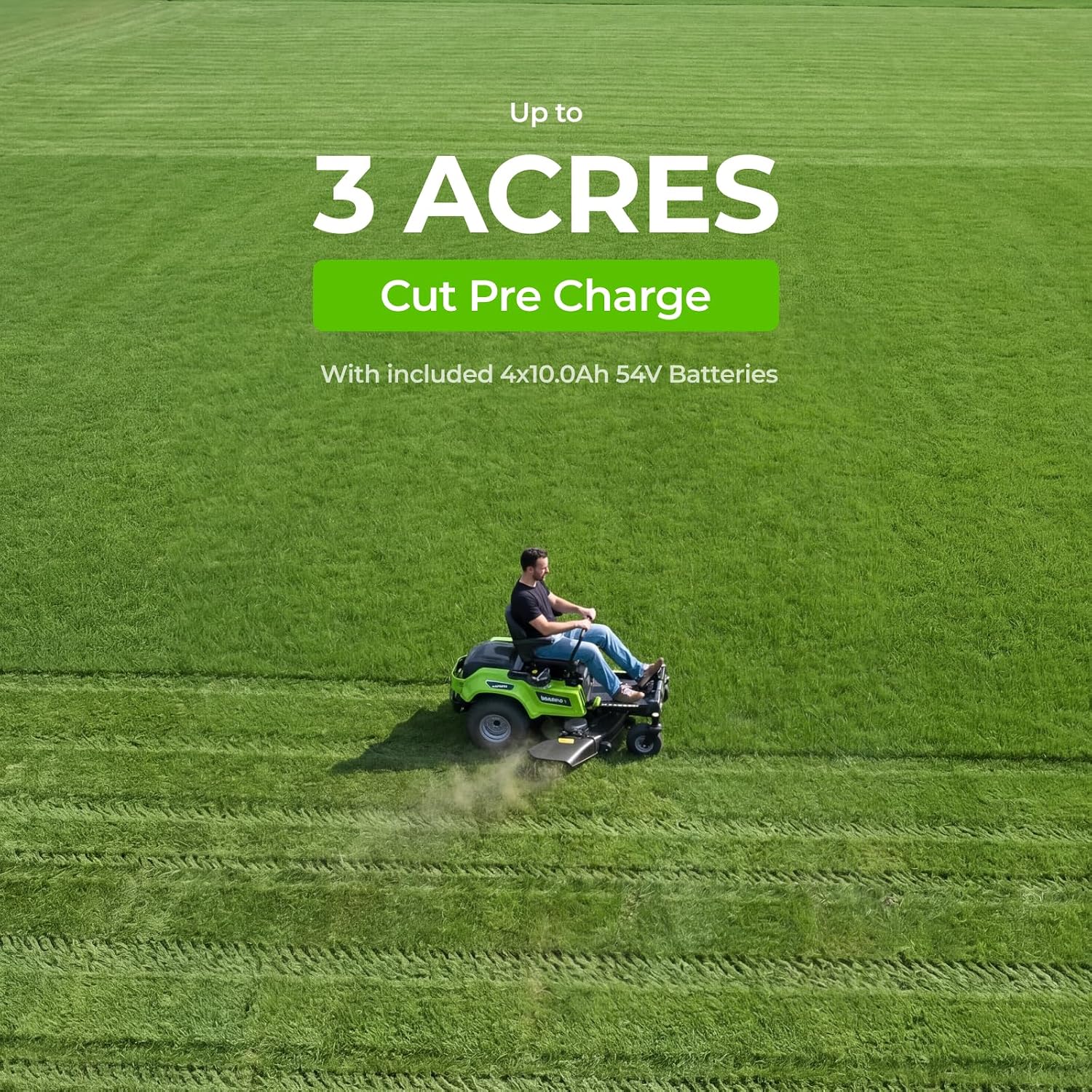 NovorikX 54V 42'' Cordless Electric Riding Lawn Mower, Zero Turn Lawn Mower with 4 * 10AH Batteries and Plug in Charger for Large Yard