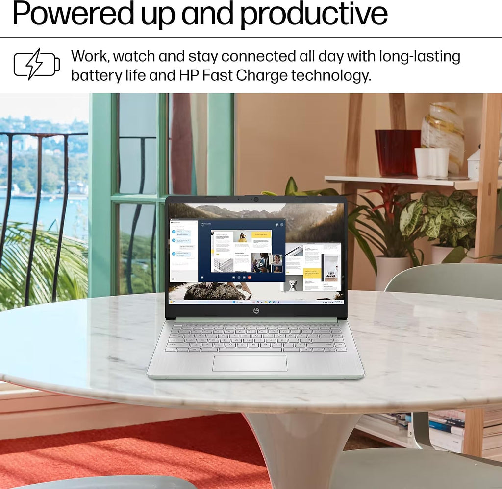 HP 14' Laptop Computer 2025-2026 Business Student, Copilot AI, Lifetime Office, 4-Core Intel CPU, 16GB RAM, 628GB Storage (128GB UFS+500GB Ext), Wi-Fi 6, 10+ Hrs, MarxsolAccessory, Win 11 Pro, Green