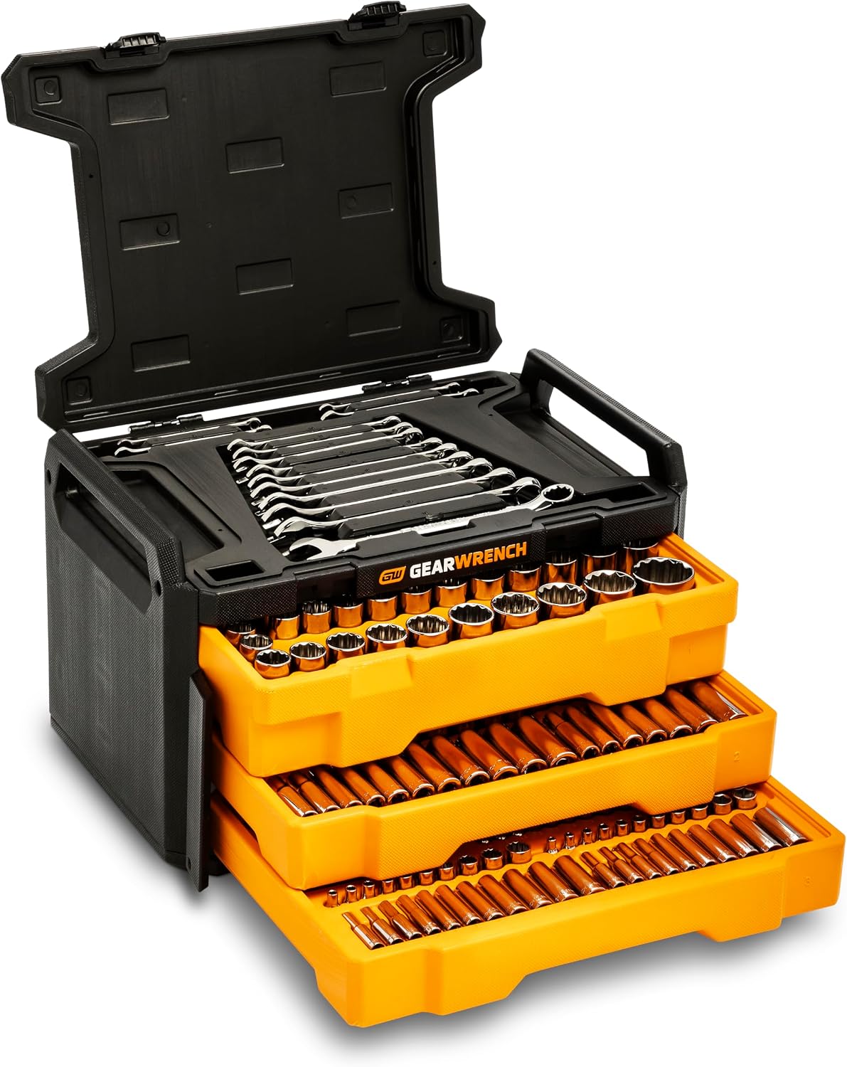 GEARWRENCH Mechanics Tool Set in 3 Drawer Storage Box, 257 Pc, 1/4 in 3/8 in and 1/2 in Drive, Metric/SAE | GW72XLCBMTS
