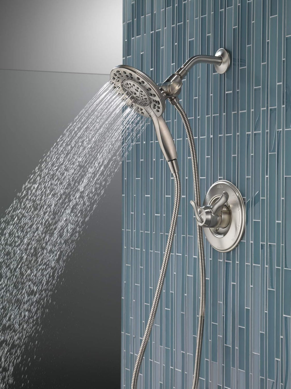 Delta 4-Setting In2ition 2-in-1 Dual Shower Head with HandHeld Spray, Brushed Nickel Detachable Shower Head with Hose, Showerhead, 1.75 GPM Flow Rate, Stainless 58499-SS