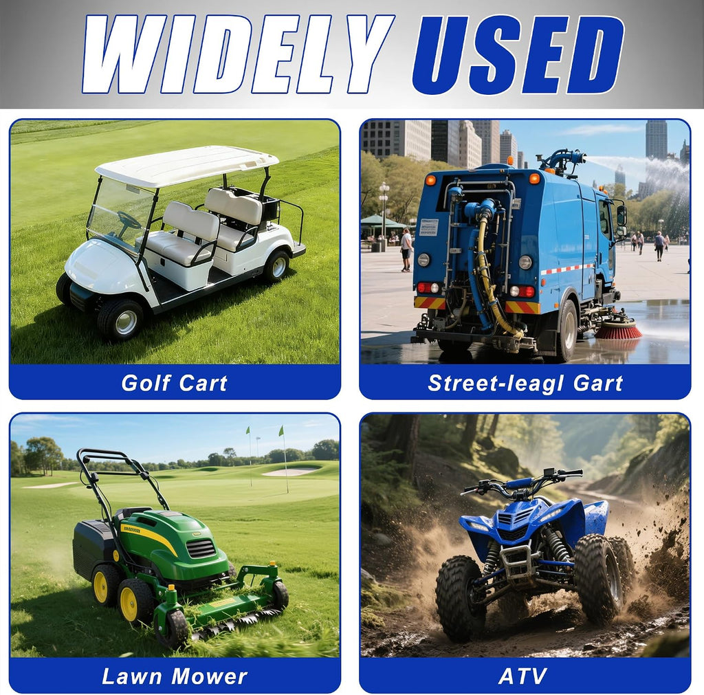 48V Lithium Battery Golf Cart Batteries Kit Built-in 200A BMS Steel Casing 48V 100Ah LiFePO4 Battery 10000 Cycles with 18A Charger Bluetooth Touch Display & APP Max 10.24kW Power Output for Golf Cart