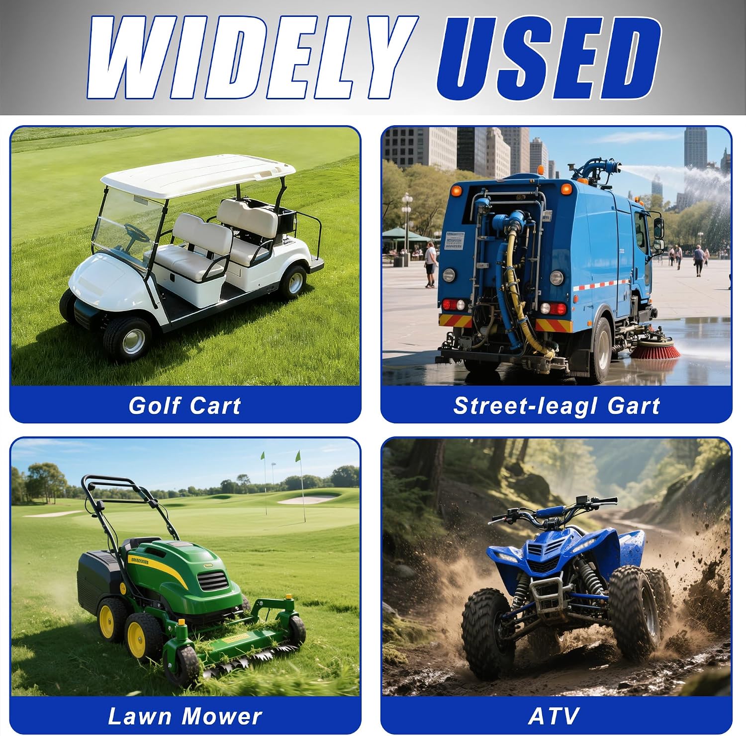 48V Lithium Battery Golf Cart Batteries Kit Built-in 200A BMS Steel Casing 48V 100Ah LiFePO4 Battery 10000 Cycles with 18A Charger Bluetooth Touch Display & APP Max 10.24kW Power Output for Golf Cart