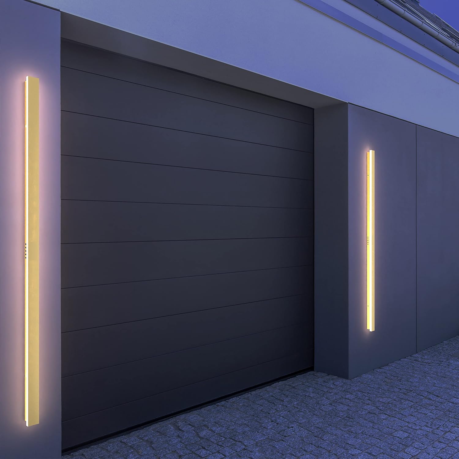 LEEKI - 60 Inches Modern Outdoor Light Fixture - Rectangular Exterior Light Fixture - 45W 3000K - IP65 Anti Rust - Gold - Sconces Wall Lighting