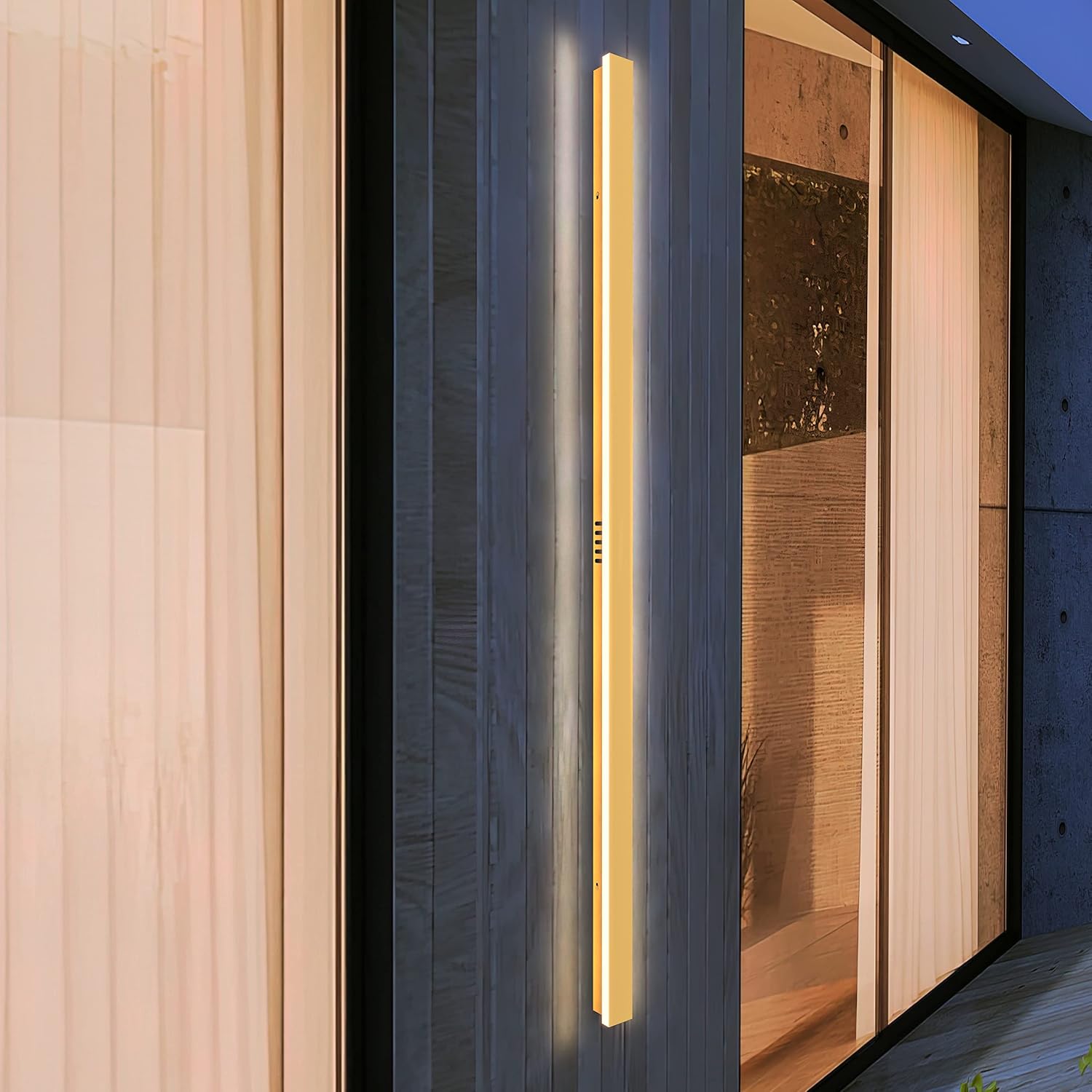 LEEKI - 60 Inches Modern Outdoor Light Fixture - Rectangular Exterior Light Fixture - 45W 3000K - IP65 Anti Rust - Gold - Sconces Wall Lighting