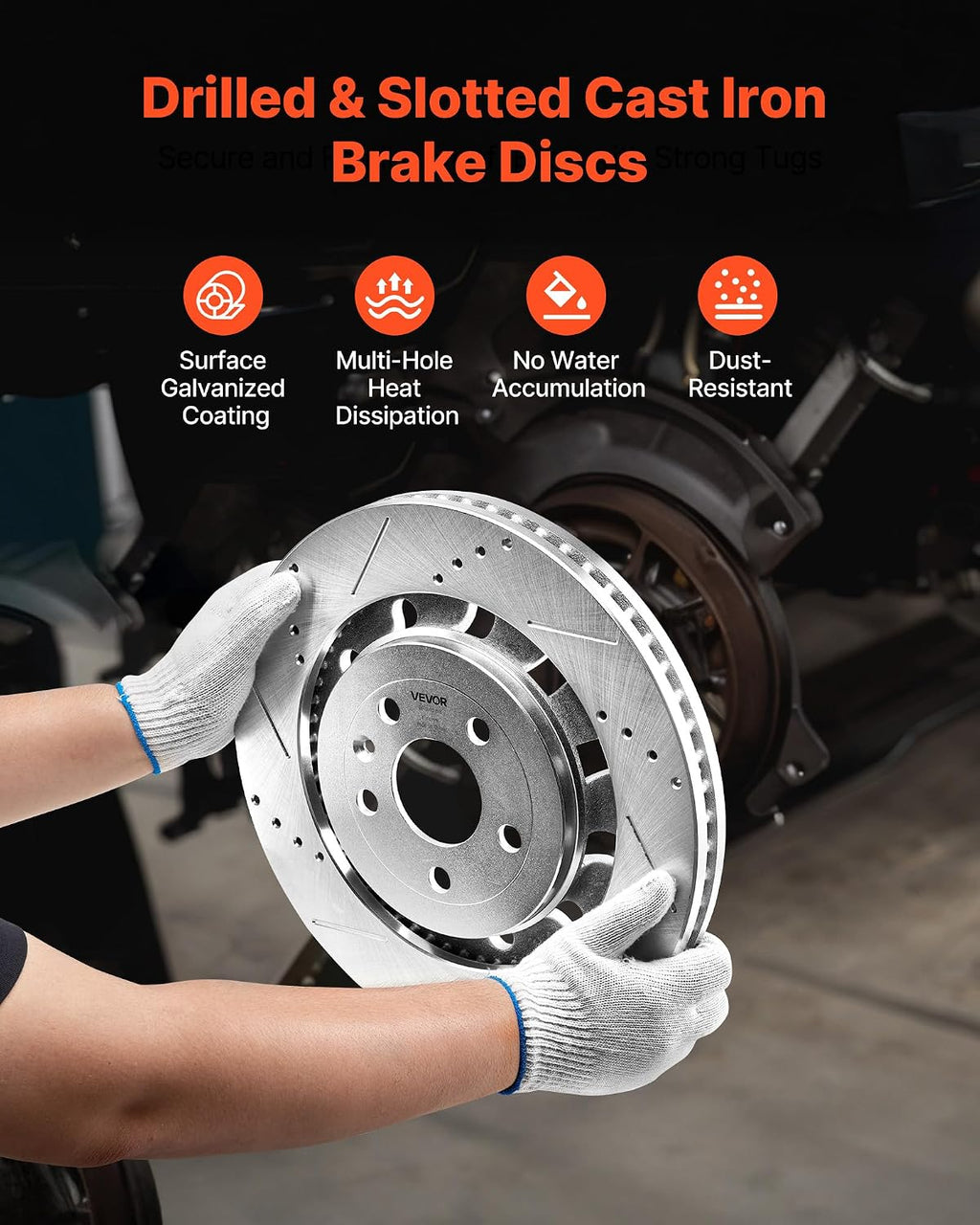 VEVOR Front and Rear Brake Kit Fits for 2013-2015 Ford Explorer (Limited, Sport, XLT; Heavy Duty Brakes), 2018 Ford Explorer (Limited, Platinum, Sport, XLT; Heavy Duty Brakes; 2 Piston Rear Caliper)