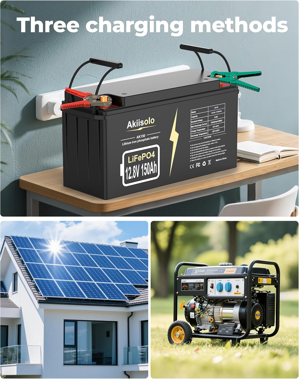 12V 150Ah LiFePO4 Deep Cycle Battery, up to 8000+ Cycles Rechargeable Battery with Built-in 150A BMS, 12 Volt Lithium Battery for RV, Solar System, Trolling Motors and More