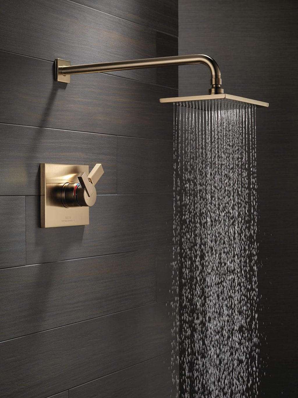 Delta Faucet Vero 17 Series Dual-Function Shower Trim Kit with Single-Spray Touch-Clean Rain Shower Head, Champagne Bronze, 2.0 GPM Water Flow, T17253-CZ-WE (Valve Not Included)