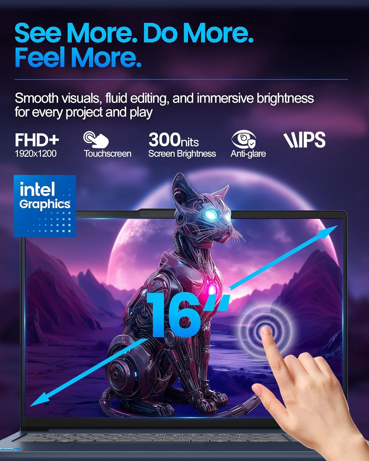 Lenovo IdeaPad Touchscreen Business Laptop - 16 Inch FHD+(1920X1200) - Intel 10-Core 7 240H(Beat Ultra 7 255U) - Facial Login IR Cam - Backlit KB - Win 11 Pro - Redrgon Bundle(32GB DDR5 | 2TB SSD)