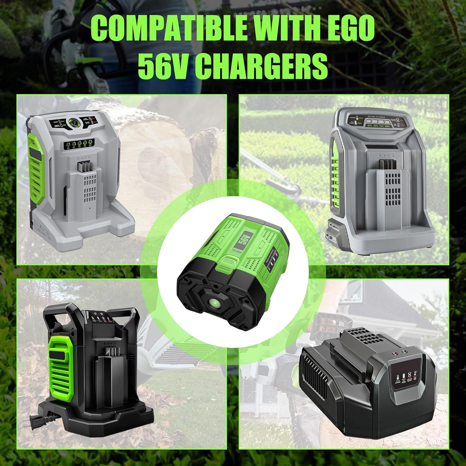 2Pack BA5600T 10000mAh 56V Replacement Battery for EGO 56V Battery 10.0Ah Compatible with EGO Battery 56Volt Cordless Tools (Green)