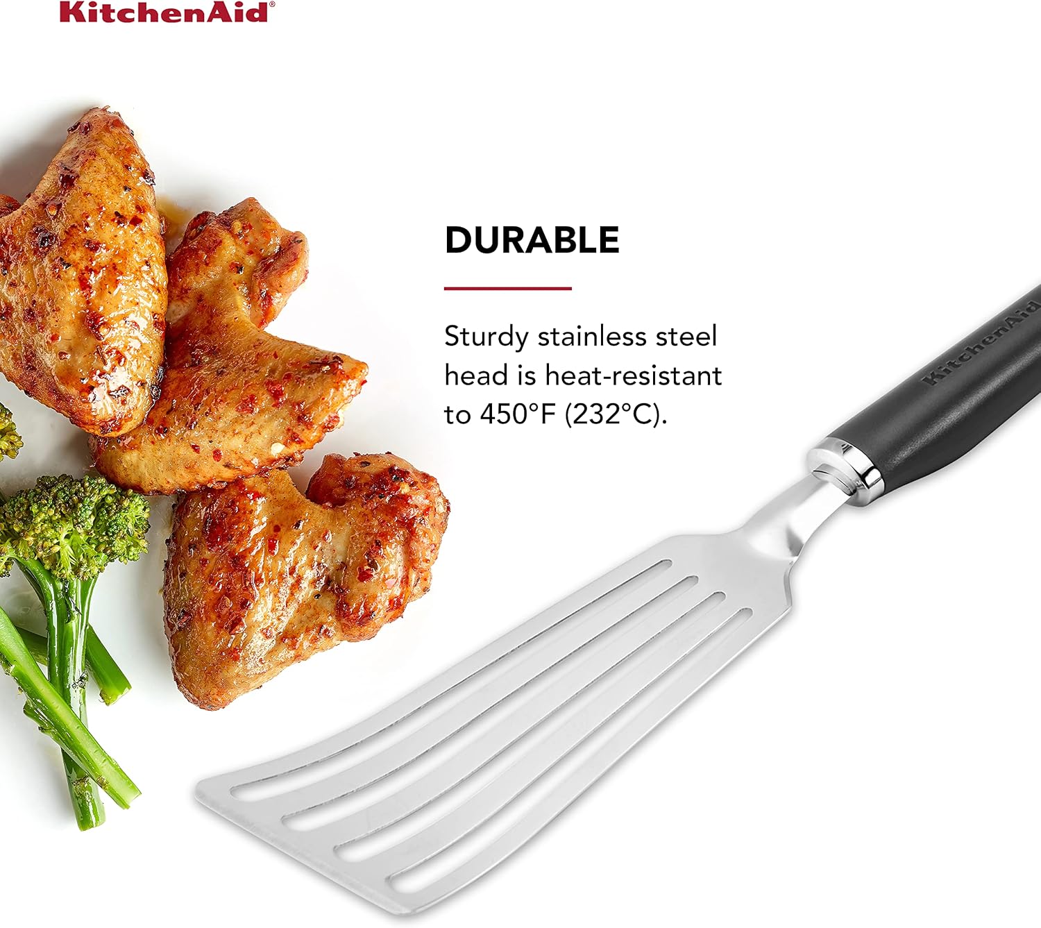 KitchenAid KO024OHOBA Gourmet Stainless Steel Flex Turner,Black (Pack of 12)