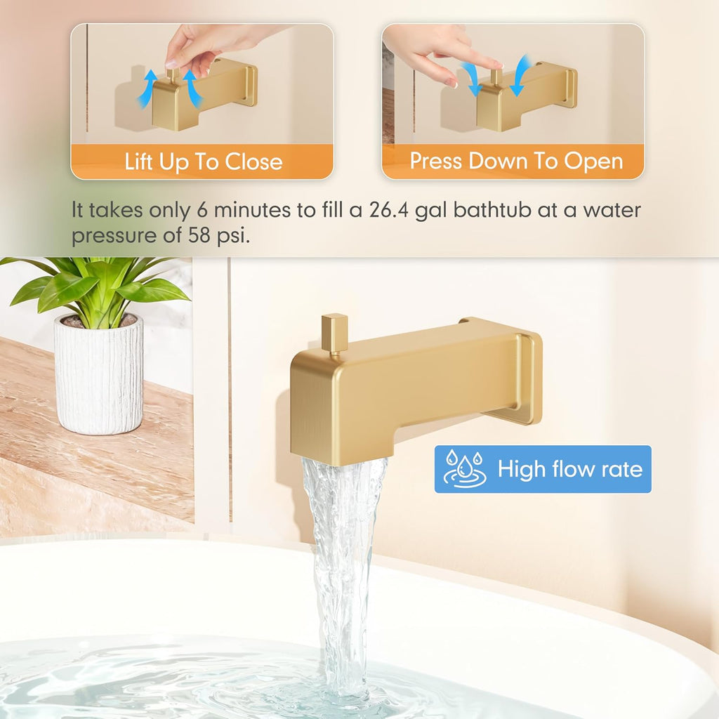 Replacement for Delta Shower Trim Kit 14 Series, All Metal Tub Shower Faucet Set, 6-Inch Gold Shower Head and Handle Set(Valve/Cartridge Not Included)