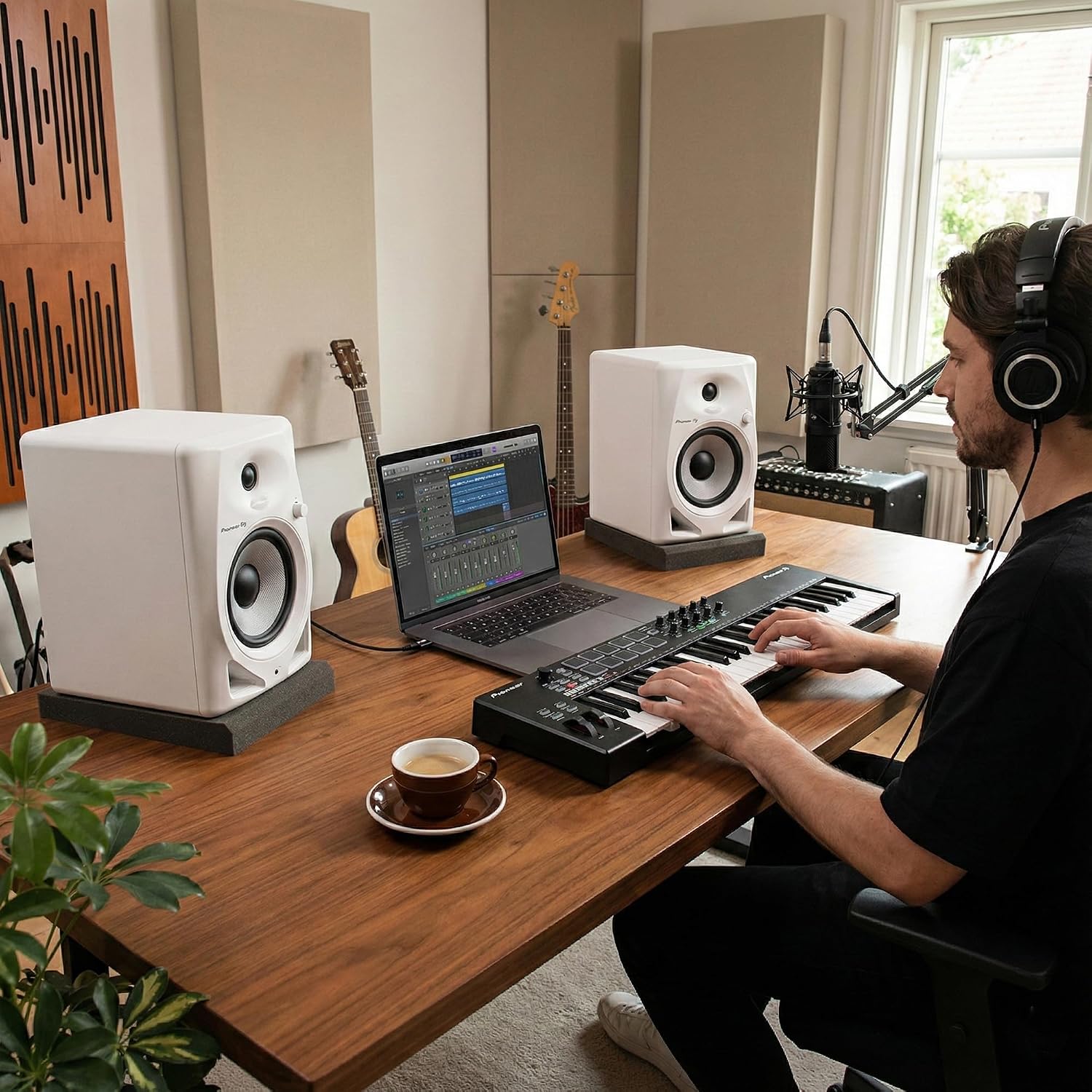 Pioneer DM-50D 5-inch White Desktop Monitor Bundle with Headphones, Laptop Stand, and Austin Bazaar Polishing Cloth