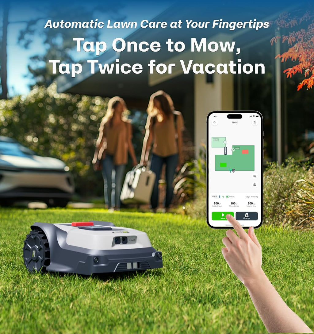T1200Pro Robot Lawn Mower Wire Free, RTK+Vision Ride-on Edge Mapping Mowing for 0.37 Acre Yard, AI Obstacle Avoidance, APP Multi-Zone Management, Automatic Robotic Lawnmower Handle 24° Slope