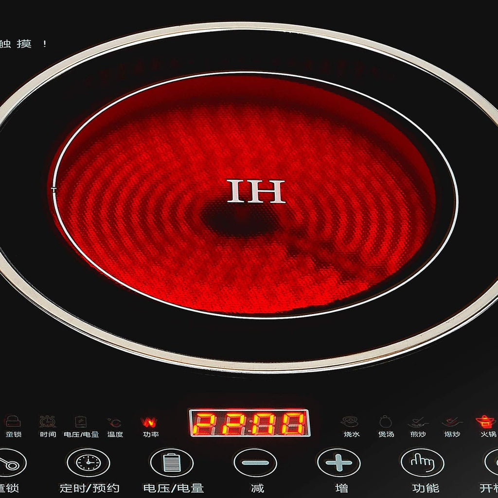 DYRABREST Electric Double Induction Cooktop,110V LCD Display Induction Hot Plate with 8 Levels Firepower and Multiple Cooking Modes,Far Infrared Heating Countertop Burners for Home (type 1)