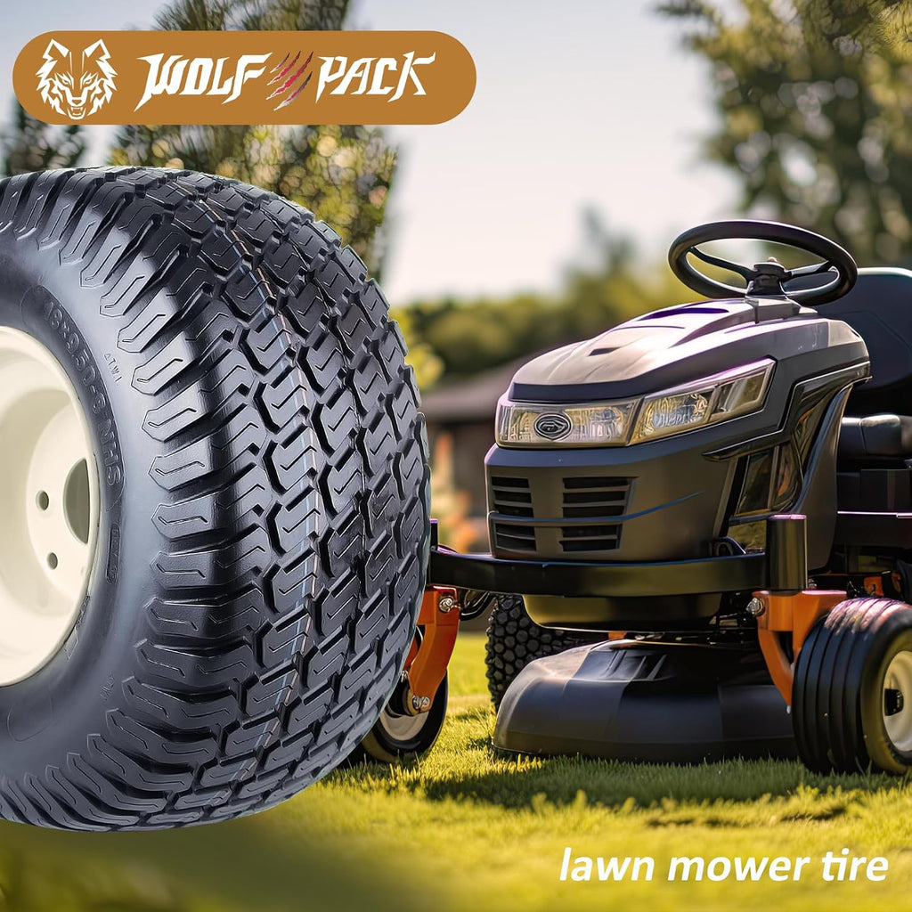 18x9.50-8 Lawn Mower Tire and Wheel Assembly,18x9.50-8 Riding Lawn Mower Tire with Rim, 4 Lug 8'x 7' Wheel, 2.52 Central Hole, 4Ply,1040lbs, Set of 2