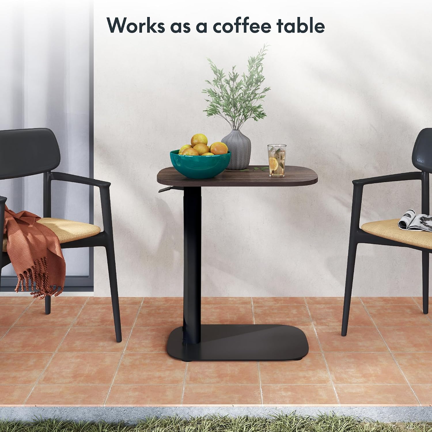 FLEXISPOT Adjustable C Table, Mobile Snack Side End Table Sofa Couch Bedside Table Laptop Cart TV Tray Night Stand for Small Space Side Table(23.6' W x 13.8' D,Rustic Brown)