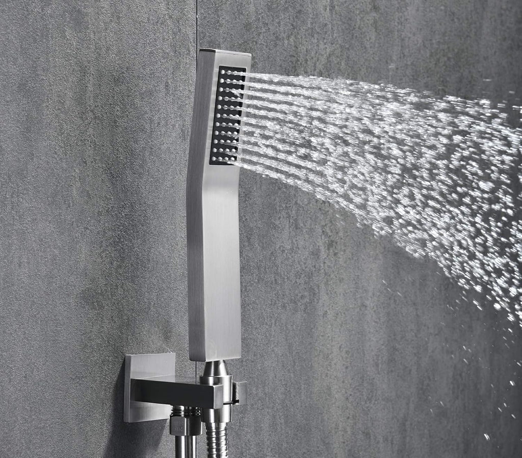 Shower Fixtures Brushed Nickel With 8 Inches Shower Head And Pressure Balance Shower Valve, Shower Systems With Rain Shower And Handheld