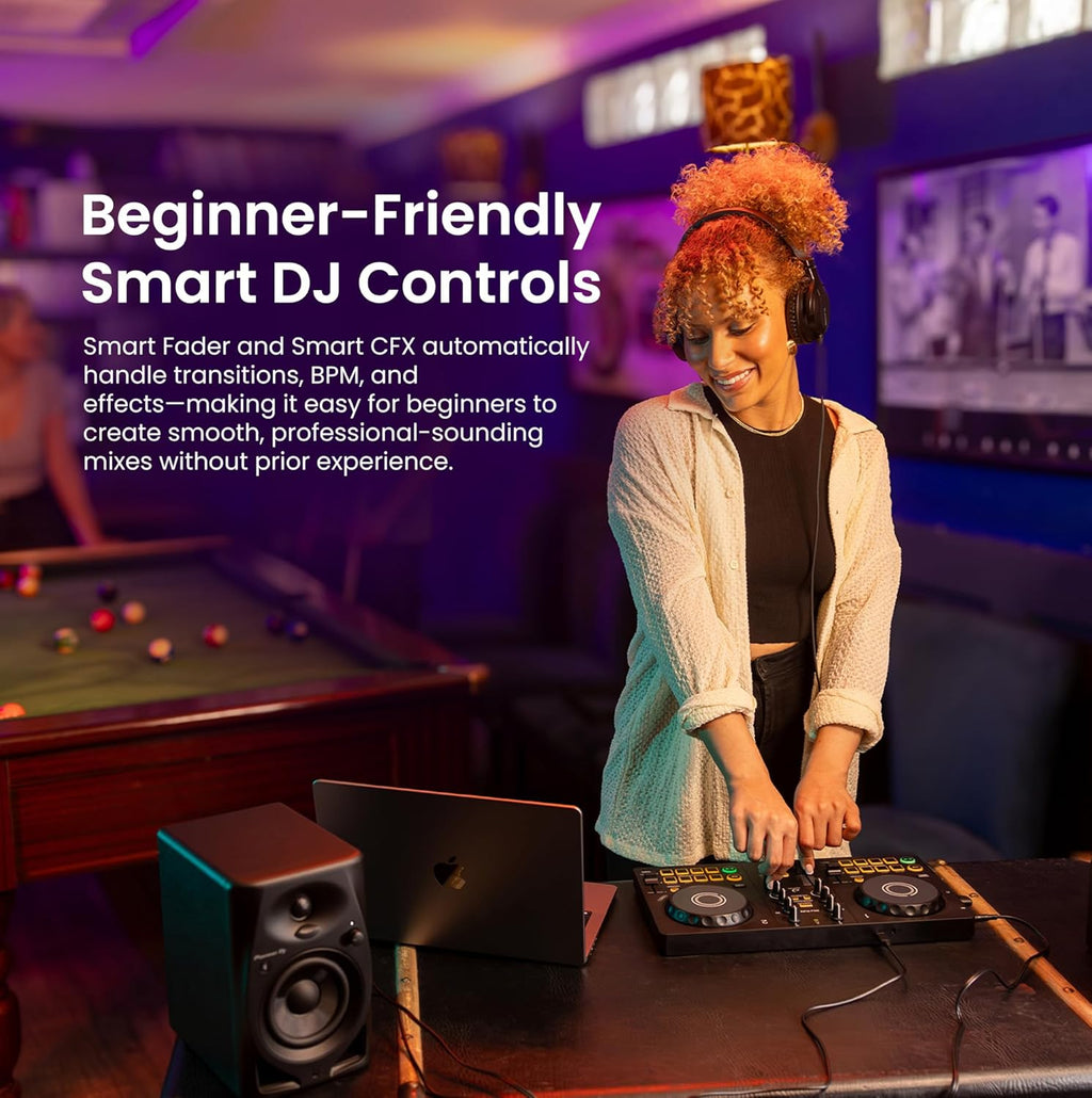 Pioneer DJ AlphaTheta DDJ-FLX2 Compact 2-Channel DJ Controller Bundle with Carrying Case, Instrument Cable, and Austin Bazaar Polishing Cloth