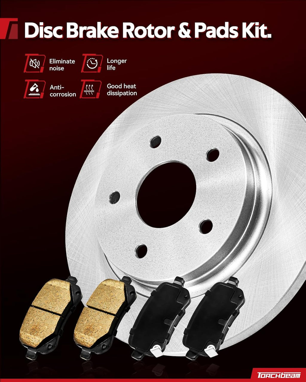 Torchbeam 11.81 inch (300mm) Brake kit|Brake Pads and Rotors Kit Compatible with 1999-2004 Honda Odyssey, 2001-2002 Acura MDX,Disc Brake Rotors + Ceramic Pads Kit,6pcs,31275 D793