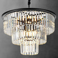 12 Lights 23.64' Black Modern Crystal Chandelier Crystal Pendant Ceiling Light Fixture 3-Tier Hanging Lighting for Dinning Room Bedroom Living Room Foyer