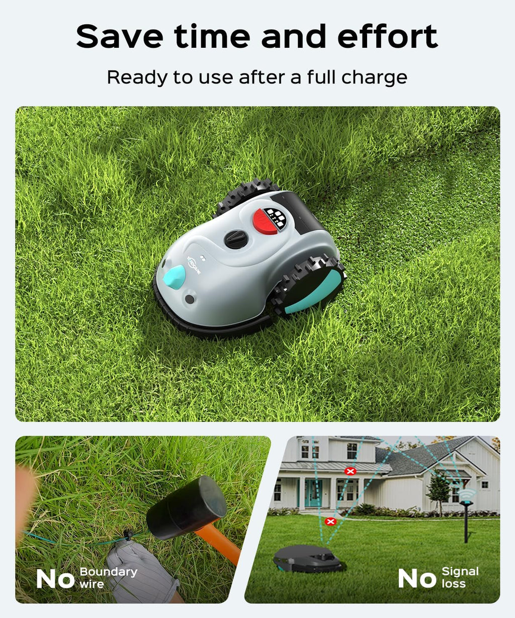 YARDCARE V100 Robot Lawn Mower with HD Vision Navigation, Smart Obstacle Detection, Collision Sensors, Adjustable Cutting Height, Low-Noise Operation—Perfect for Small Lawns up to 1,600 sq ft.