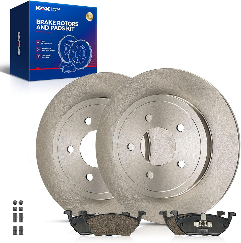 KAX Rear Brake Pads and Rotors ford Escape, Mercury Mariner, for MAZDA Tribute 2005-2006, 2008, Smooth Vented Disc Brake Rotor Ceramic Brake Pad Replacement (#54122+D1055, 11.88inch, 301.8MM)