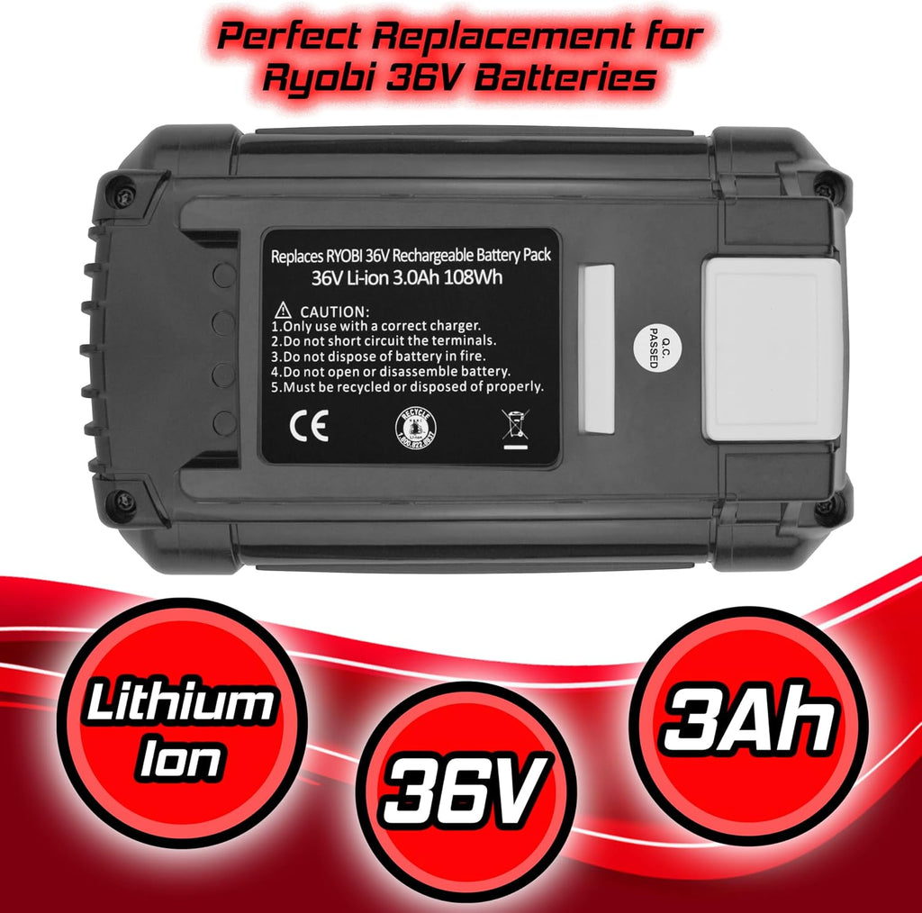 Banshee 2Pack 6.0Ah High-Capacity Replacement Battery for Ryobi 40V Lithium-Ion Models OP4026A OP4060A1 OP4050A OP4075A OP4040 OP40201 Cordless Power Tools