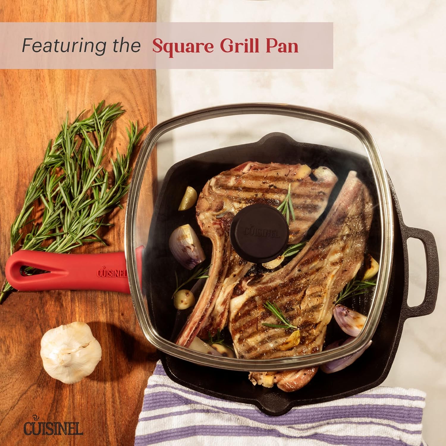 Cast Iron Cookware 18-Piece Set - Pre-Seasoned 6' + 8' + 10' + 12' Skillet + Grill Pan+Lid + Griddle + Pizza Pan + Dutch Oven+Cover/Pan + Panrack + Silicone Handle Cover + Pan Scraper/Cleaner