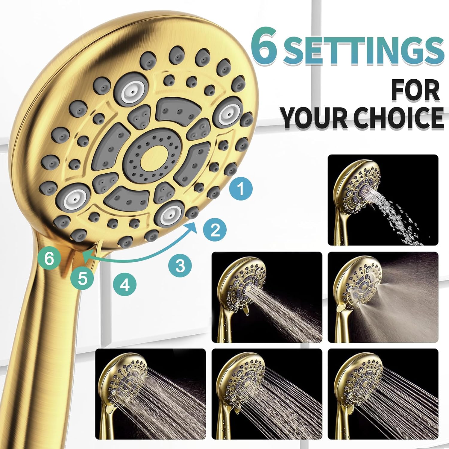 SR SUN RISE Shower Faucet - 10 Inch Multifunctional High Pressure Shower Head System with Handheld Shower Head Fixtures - Valve Included - Brushed Gold
