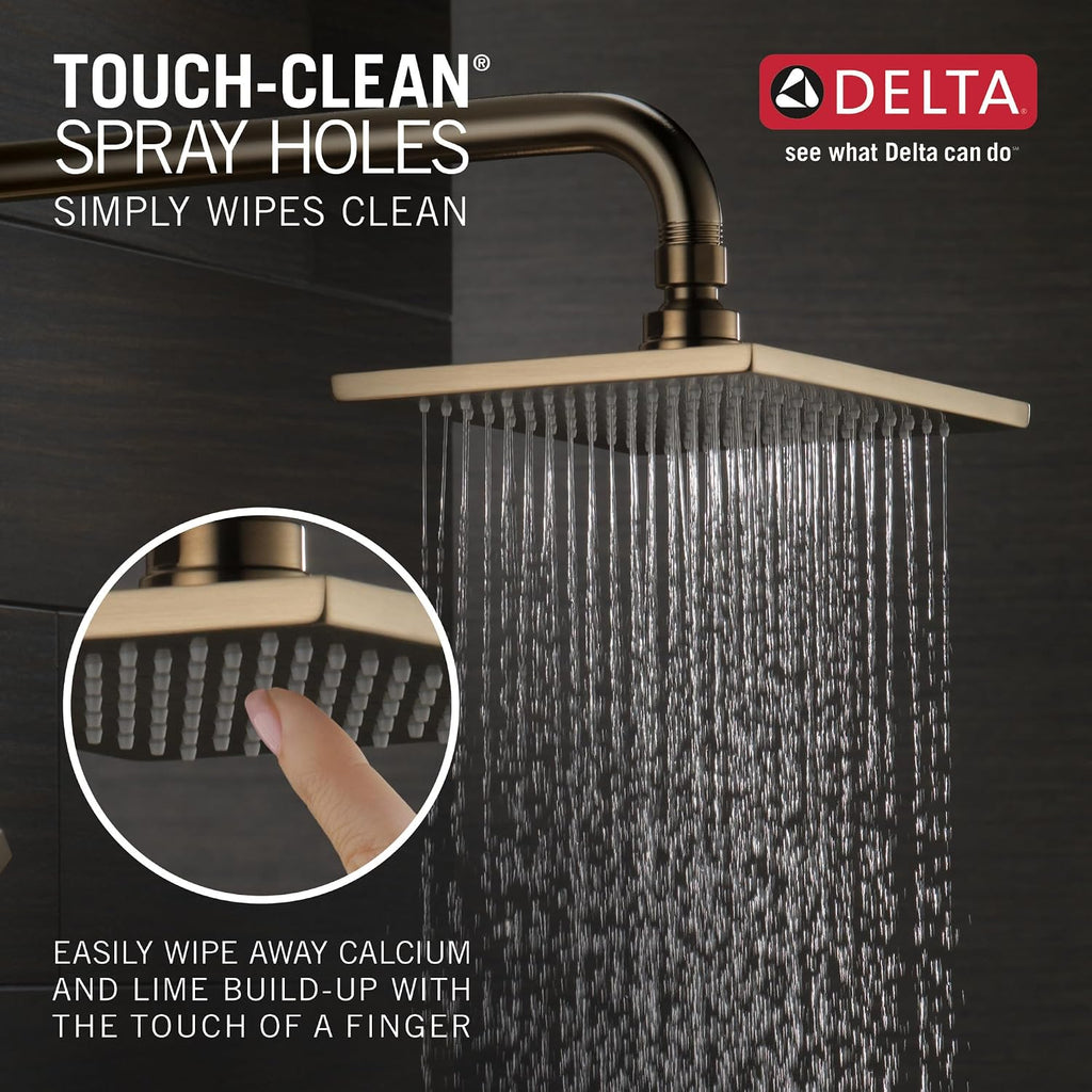 Delta Faucet Vero 17 Series Dual-Function Shower Trim Kit with Single-Spray Touch-Clean Rain Shower Head, Champagne Bronze, 2.0 GPM Water Flow, T17253-CZ-WE (Valve Not Included)