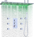 Luxury 15.7x31.5inch LED Rainfall Shower Multi Shower Head Thermostatic Shower System with Body Spray, Chrome
