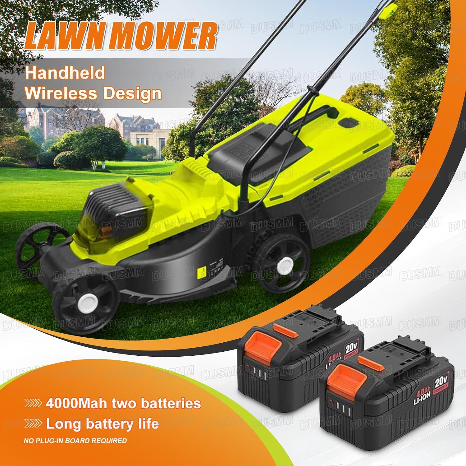 Cordless Push Lawn Mower with 35L-45L Grass Box,30/50/70 Mm Adjustable Cutting Height, Cutting Size 330mm,Brushless Motor,for Lawn Care and Garden
