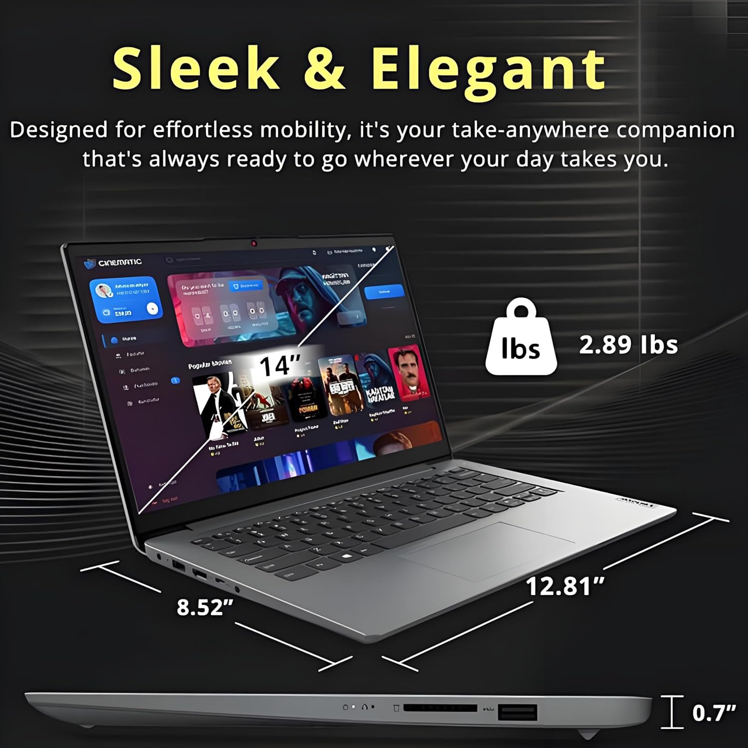 Lenovo IdeaPad Laptop with Microsoft Office for Students, Intel High Performance CPU, 12GB RAM, 512GB SSD, SD-Card Reader, WiFi 6, Windows 11 S, 8 in 1 Hub,Type C RJ45 Cable