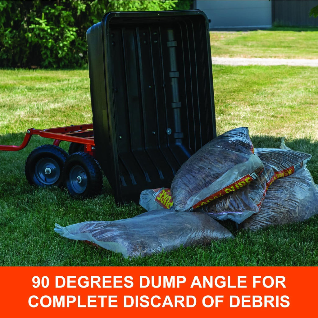 Agri-Fab 45-0594 4-Wheel Poly Convertible Pull/Tow Garden Dump Cart 1,200lb Tow Capacity Black