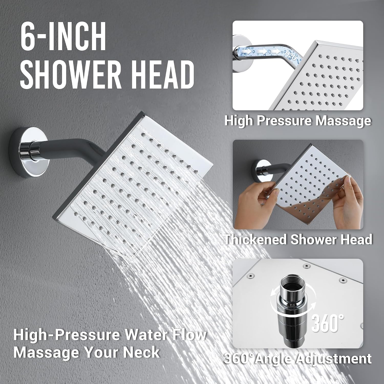 Thermostatic Dual Shower System with Wall Mount 12-Inch Rainfall Shower & 6-Inch Shower Head, Bathroom Shower Faucet Set with High Pressure Handheld Sprayer, Included Valve and Trim (Chrome)