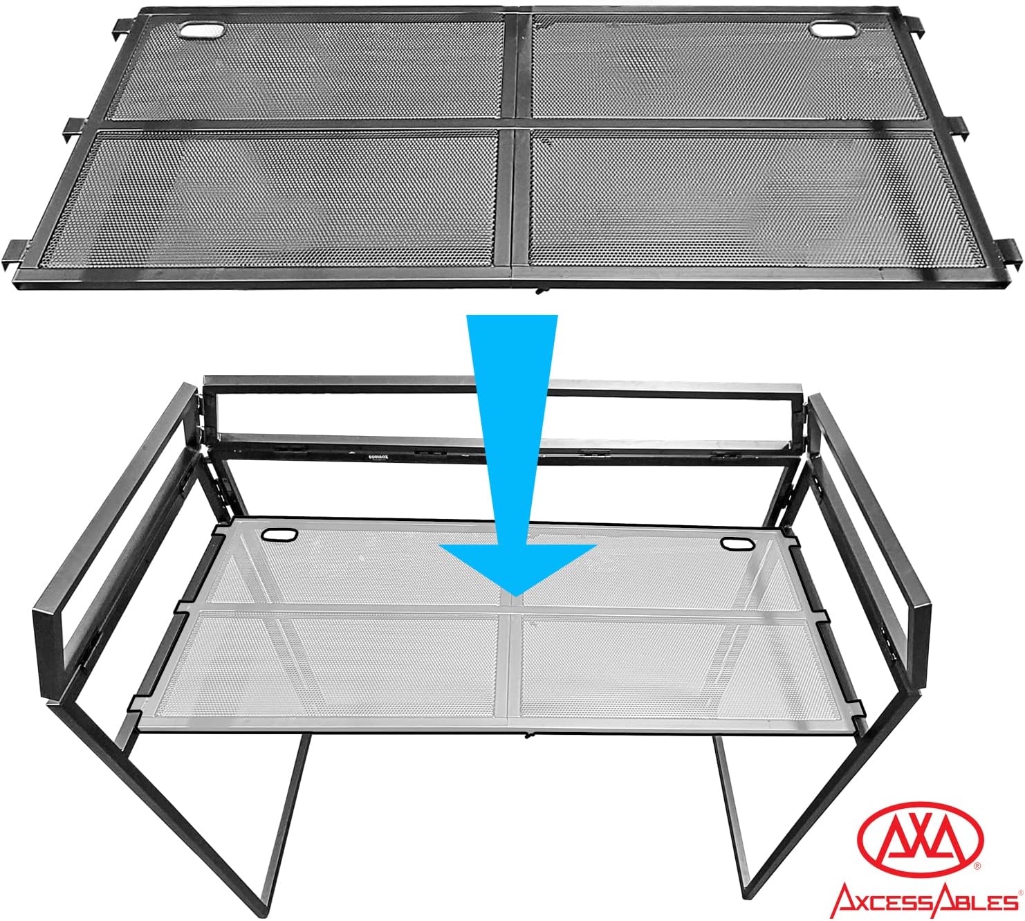 AxcessAbles DJ BOOTH XL 58' wide x 29' deep DJ Facade Table | Portable Extra Wide DJ Table Booth with Black and White Scrims, Carry Cases | Large DJ Controller Stand | Music Mixer Stand