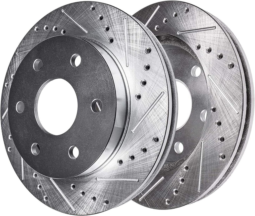 Detroit Axle - Front Brake Kit for Silverado Suburban Sierra Yukon XL 1500 Chevy Tahoe GMC Cadillac Escalade, Drilled & Slotted Disc Brake Rotors Brake Caliper Replacement : 12.99'' inch Rotor