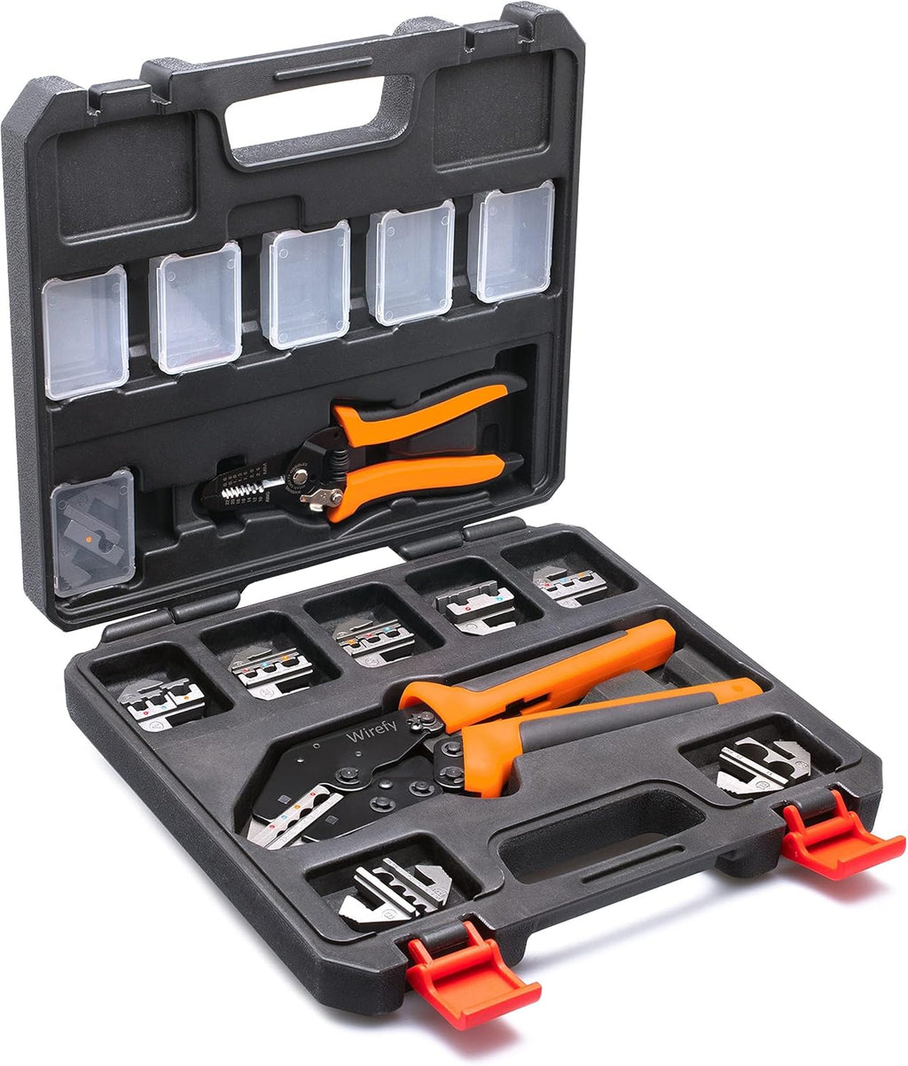 Wirefy Crimping Tool Set 11 PCS - High Leverage Wire Crimper 9' - Heat Shrink, Nylon, Insulated Flag, Non-Insulated Connectors