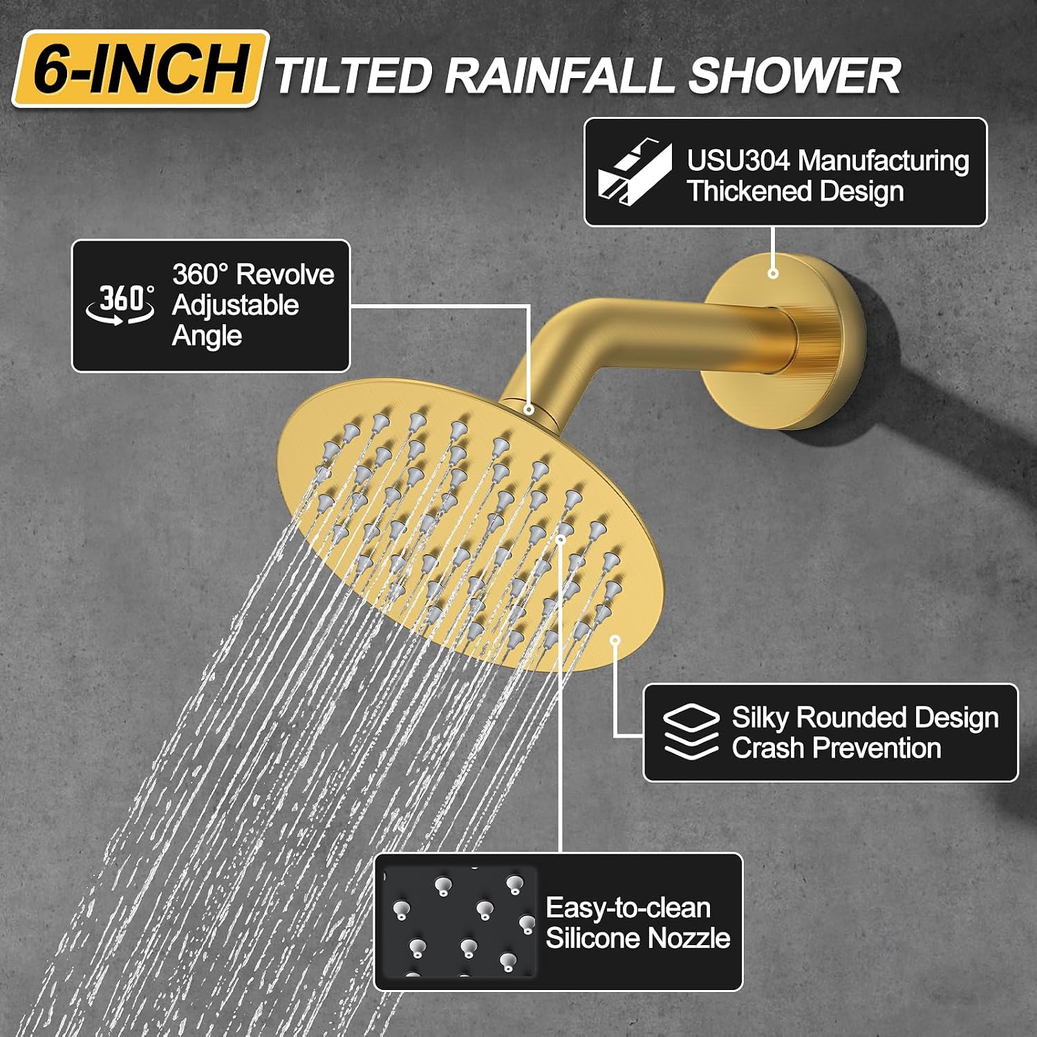 Shower Faucet Set, High Pressure Rainfall Shower Head with Handheld Spray Combo, 12 inch Ceiling Shower System, Brushed Gold Shower Head (12' Brushed Gold)