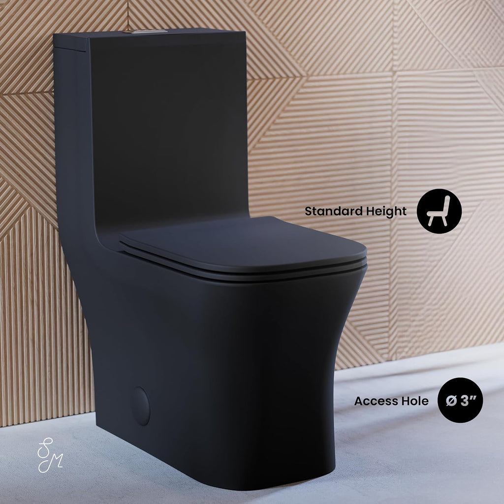Concorde One-Piece 12' Rough-in 1.1/1.6 GPF Dual Top Flush Square Toilet in Matte Black
