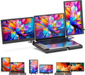 SMISEACOW Laptop Screen Extender F3, Triple Portable Monitor 14-inch 360 Degrees Rotation with Stand, IPS FHD 1080P Workstation for Windows/Mac/Linux/Chrome Compatible with Notebook/Mini PC