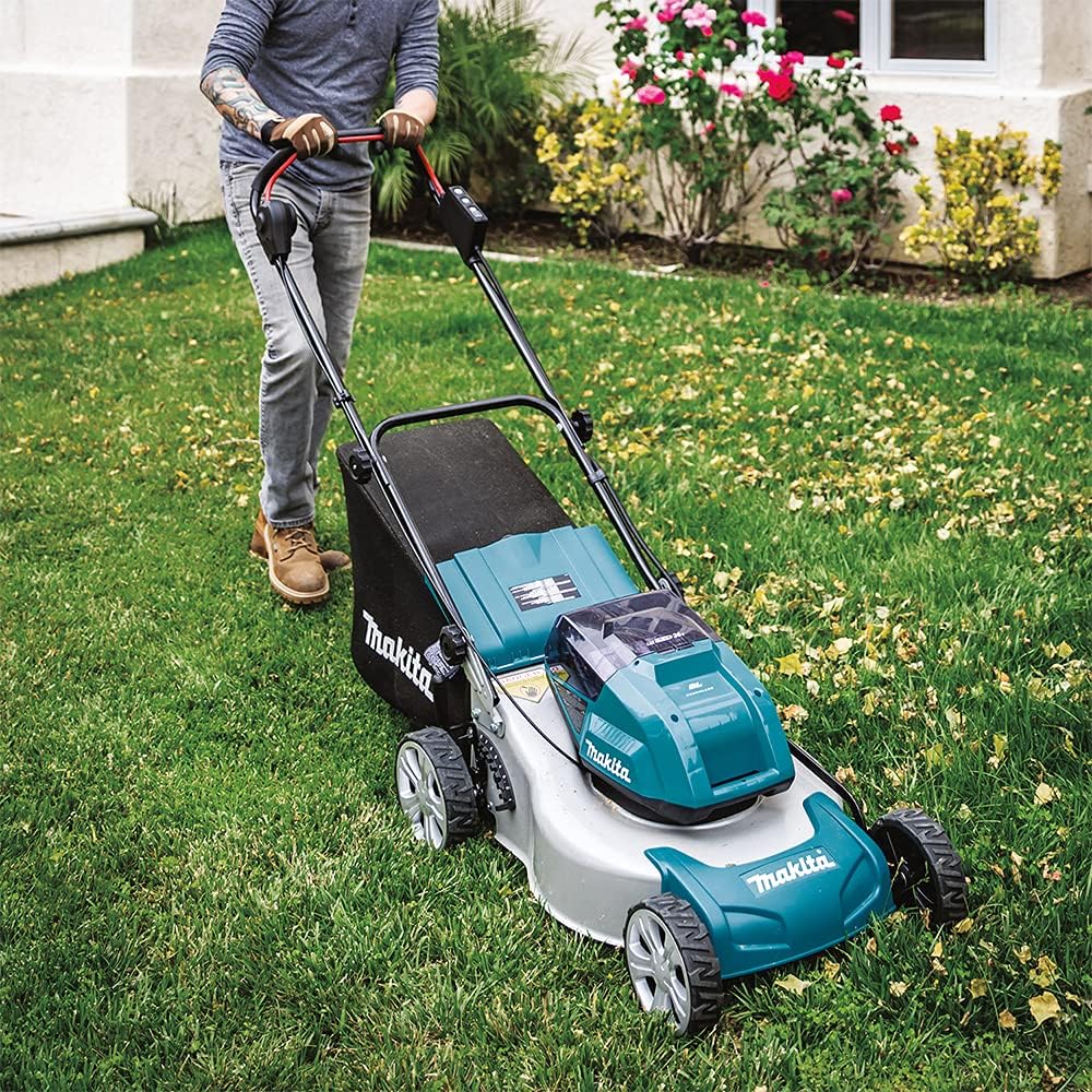 Makita DLM460Z Twin 18V (36V) Li-ion LXT Brushless Lawn Mower - Batteries and Charger Not Included, Blue