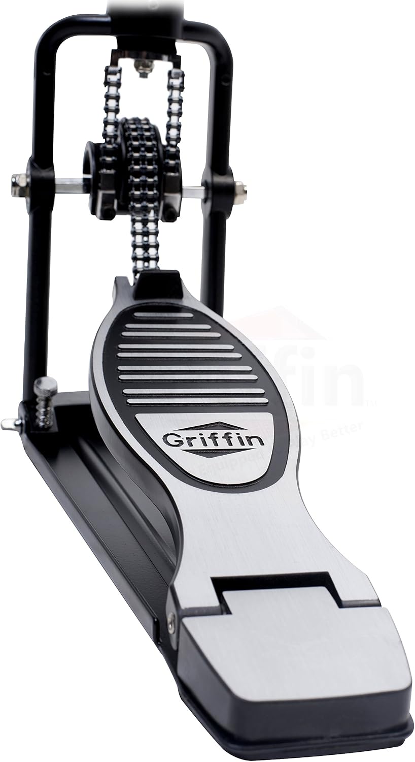 Griffin Remote Hi-Hat Pedal (QuickAction X Series) with Auxiliary 6FT Cable – Heavy-Duty Drum Hardware Kit with Key, Cymbal Stand Holder Mount