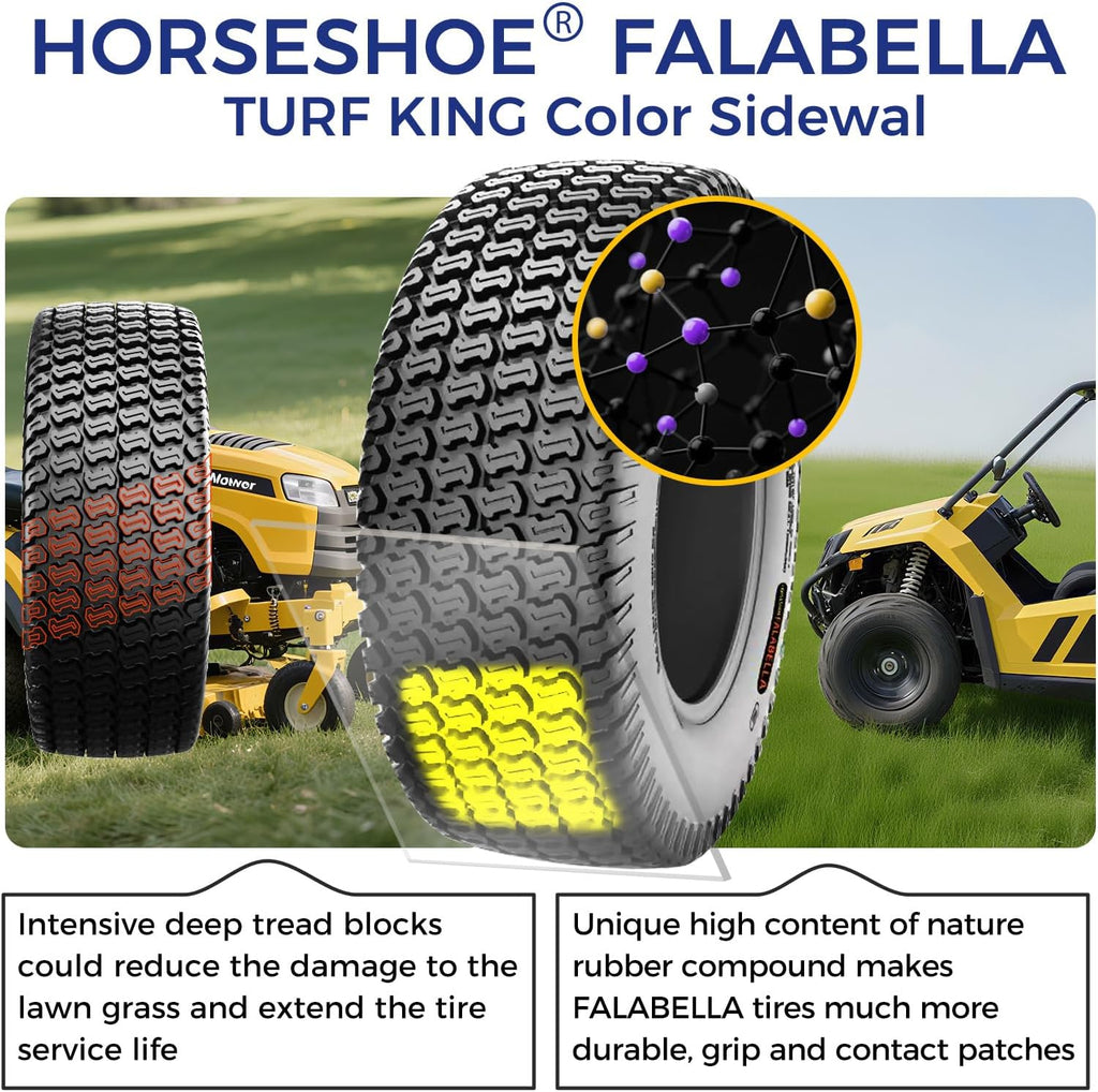 HORSESHOE FALABELLA 2 New 18x8.50-10 / 18x8.5-10 6PR TURF-KING LAWN MOWER TIRES LRC Heavy Duty Color-Sidewall (18x8.50-10 6Ply)