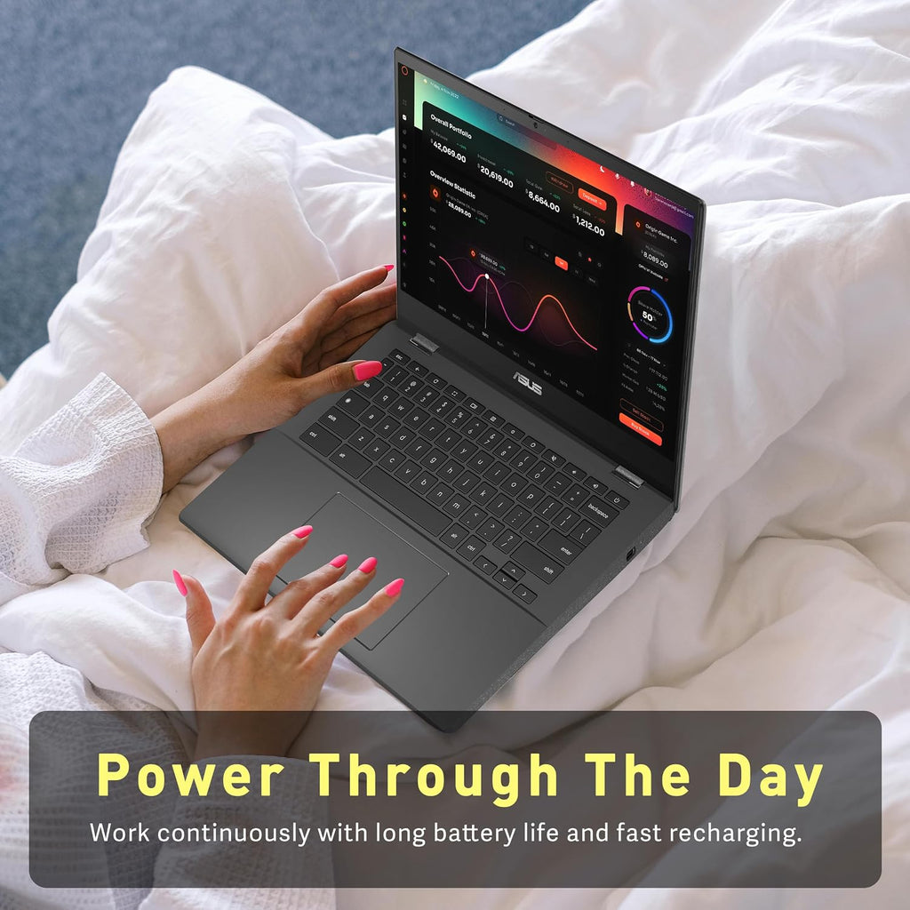 ASUS Chromebook CM1402 14' FHD Anti-Glare Laptop, MediaTek Kompanio 520, 4GB LPDDR4X, 224GB Storage(64GB eMMC+160GB Docking Station Set), HD Webcam, WiFi 6, Bluetooth, Chrome OS, Gray