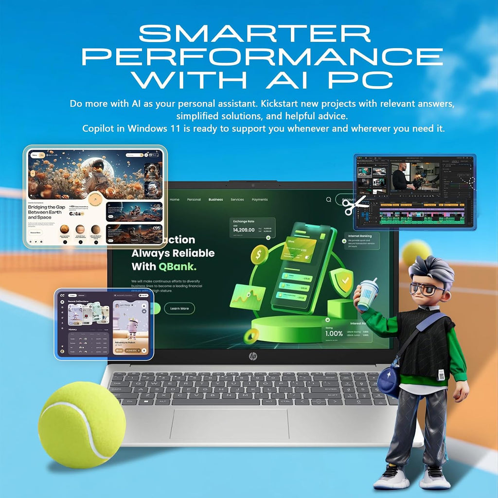 HP 15.6 Touchscreen Laptop Computer for Business & Student, w/Office Lifetime, Intel 13th Gen Core i3(Up to 4.5GHz), HD Touch Display, 64GB RAM, 2TB SSD, AI Copilot, Win 11 Pro, External DVD Drive